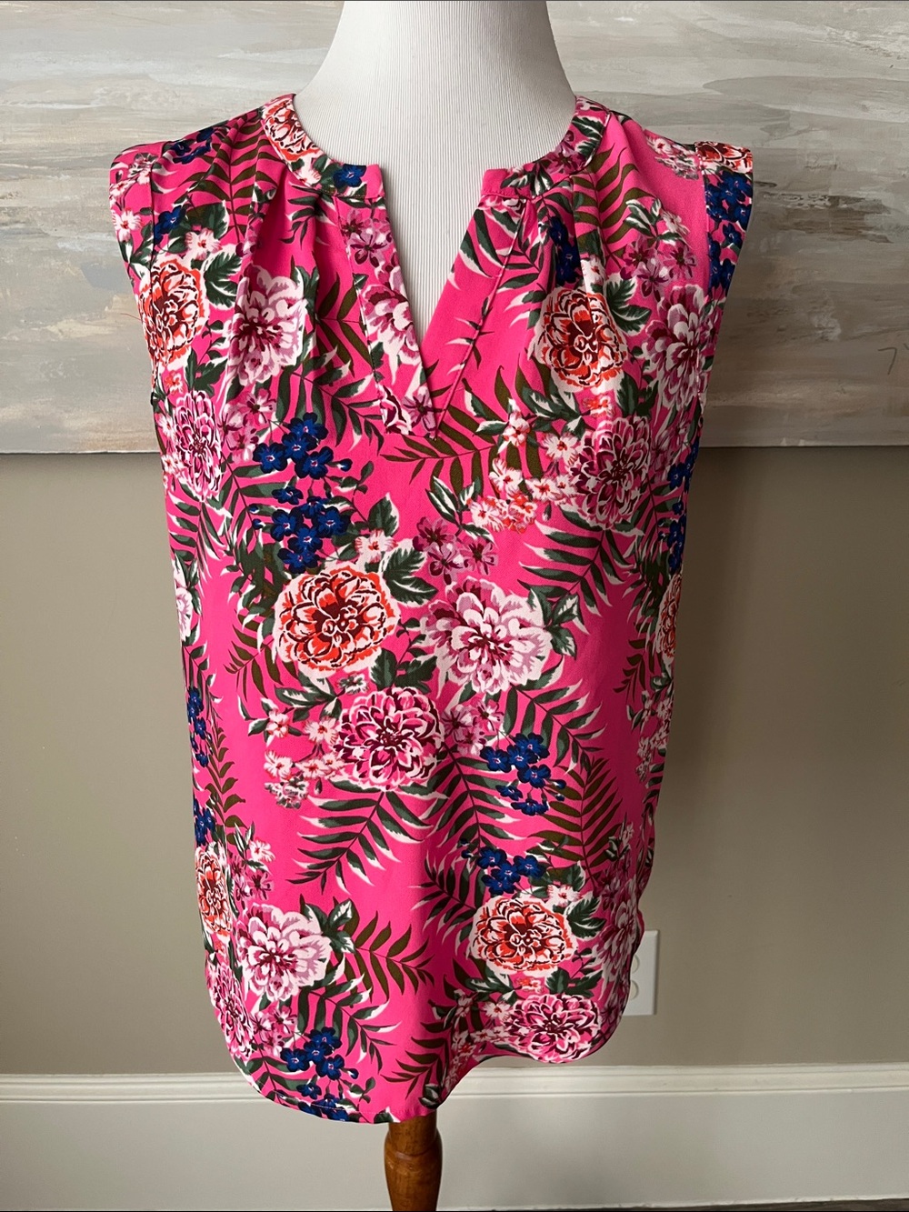 J. Crew vibrant floral sleeveless blouse.